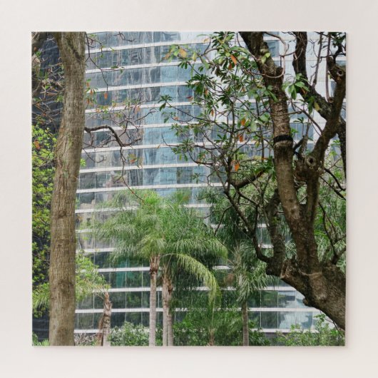 grote stad, wolkenkrabbers, bomen, park, Azië, Hon Legpuzzel (Verticaal)