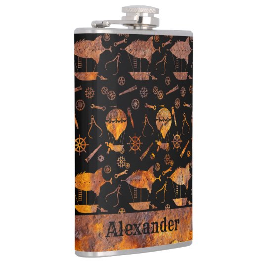 Grote Steampunk Kleurrijke Roestige Luchtschip The Heupfles (Rechts)