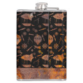 Grote Steampunk Kleurrijke Roestige Luchtschip The Heupfles (Achterkant)