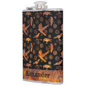 Grote Steampunk Kleurrijke Rusty Gears en Kraaien Heupfles (Links)