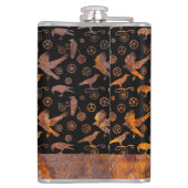 Grote Steampunk Kleurrijke Rusty Gears en Kraaien Heupfles (Achterkant)