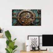 Grote steampunk klok binnenwerk poster (Thuiskantoor)