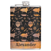 Grote Steampunk Rusty Airship Thema Aangepaste Naa Heupfles (Voorkant)