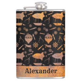 Grote Steampunk Rusty Airship Thema Aangepaste Naa Heupfles