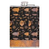 Grote Steampunk Rusty Airship Thema Aangepaste Naa Heupfles (Achterkant)