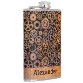Grote Steampunk Rusty Gears Aangepaste naam Heupfles (Rechts)