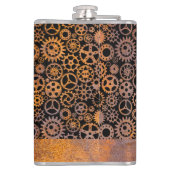 Grote Steampunk Rusty Gears Aangepaste naam Heupfles (Achterkant)