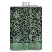 Grote Steampunk Verdigris Bronze Gears Aangepaste  Heupfles (Achterkant)