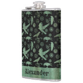 Grote Steampunk Verdigris Gears en Crows - Aangepa Heupfles (Links)