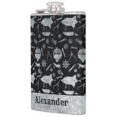 Grote Steampunk Zilver Zink Airship Aangepaste Naa Heupfles (Links)