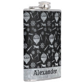 Grote Steampunk Zilveren Zink Ballons Custom Name Heupfles (Rechts)