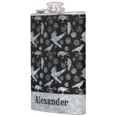 Grote Steampunk Zink Gears and Crows Custom Heupfles (Links)