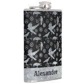 Grote Steampunk Zink Gears and Crows Custom Heupfles (Rechts)