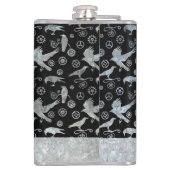 Grote Steampunk Zink Gears and Crows Custom Heupfles (Achterkant)