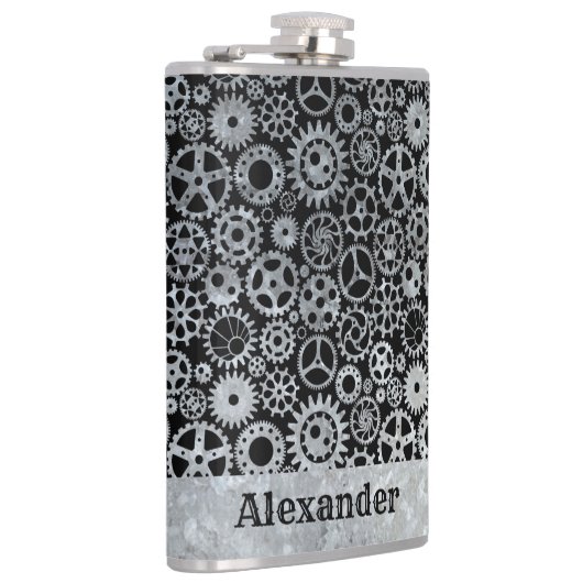 Grote Steampunk Zinksternetten Aangepaste naam Heupfles (Rechts)