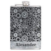 Grote Steampunk Zinksternetten Aangepaste naam Heupfles (Voorkant)