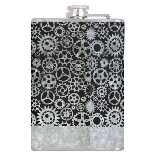 Grote Steampunk Zinksternetten Aangepaste naam Heupfles (Achterkant)