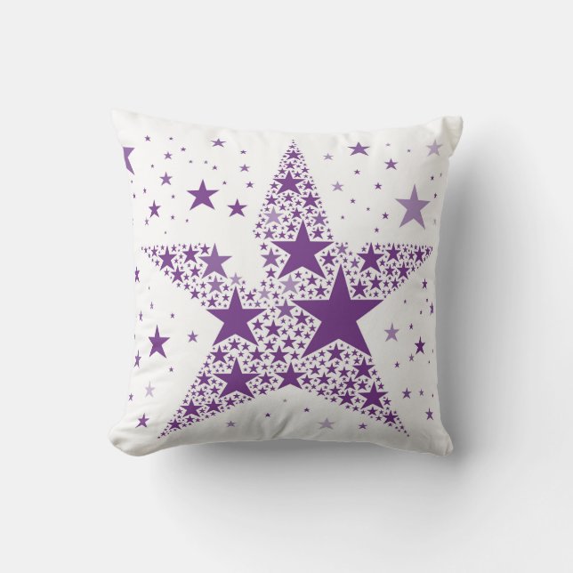 Grote ster gemaakt van kleine sterren in Violet Pa Kussen (Voorkant)