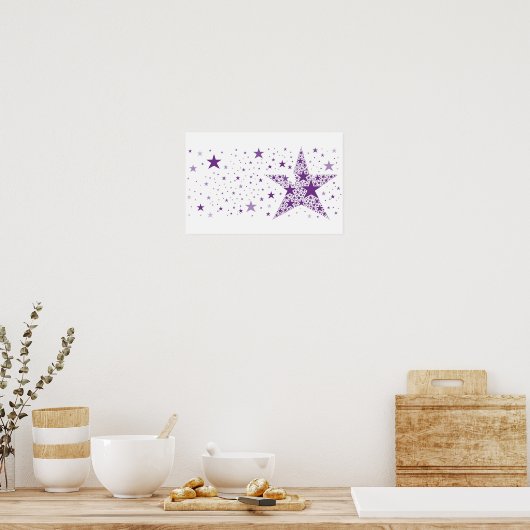 Grote ster gemaakt van kleine sterren in Violet Pa Poster (Keuken)