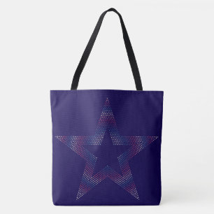 grote ster op blauwe boodschappentas tote bag