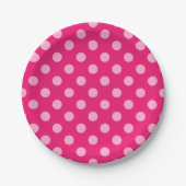 Grote Stippen met retro, Fuchsia en Pastel Roze Papieren Bordje (Voorkant)