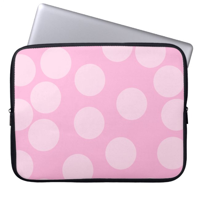 Grote Stippen Patroon. Bleek Roze en Snoep Roze. Laptop Sleeve (Voorkant)