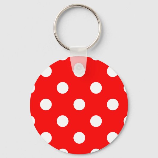 Grote Stippen - Wit op Rood Sleutelhanger (Voorkant)