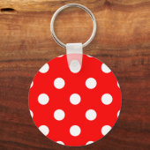 Grote Stippen - Wit op Rood Sleutelhanger (Voorkant)