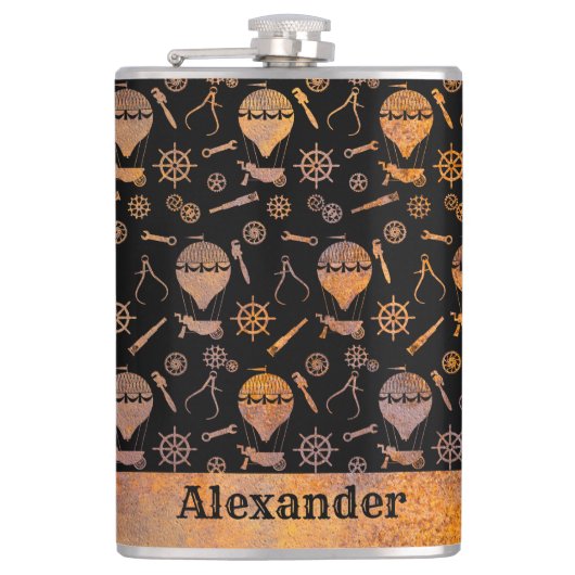 Grote stoampunk rosterballonnen Thema Aangepaste n Heupfles (Voorkant)