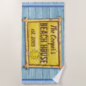 Grote strandhanddoek Custom Name Beach House Strandlaken (Voorkant)