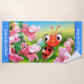 Grote strandhanddoek Ladybug bloementuin. Blauwe r Strandlaken (Voorkant)