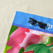 Grote strandhanddoek Ladybug bloementuin. Blauwe r Strandlaken (In situ)