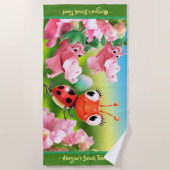 Grote strandhanddoek Lieveheersbeestje bloementuin Strandlaken (Voorkant)