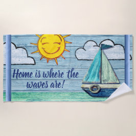 Grote strandhanddoek Waves Driftwood Beach Strandlaken