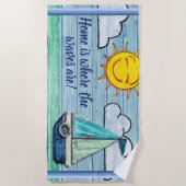 Grote strandhanddoek Waves Driftwood Beach Strandlaken (Voorkant)