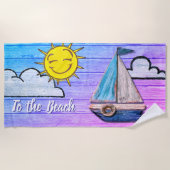 Grote strandlaken Naar het strand Psychedelic (Voorkant)