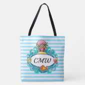 Grote strandtas - gestreept rugzakmodel tote bag (Voorkant)