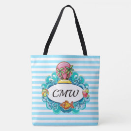Grote strandtas - Gestreepte achterkant Tote Bag