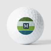 Grote strepen in blauw en groen met monogram golfballen (Voorkant)