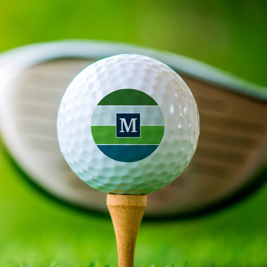 Grote strepen in blauw en groen met monogram golfballen