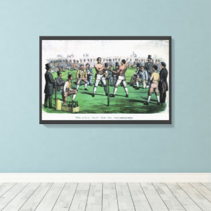 Grote strijd om het kampioenschap, vintage boksen canvas afdruk