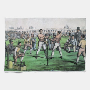 Grote strijd om het kampioenschap, vintage boksen theedoek