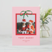 Grote strik feestdagenkaart (Staand voorkant)