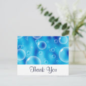 Grote stuiterende blauwe bubbels dank je wel briefkaart (Staand voorkant)