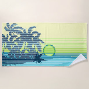 Grote Sunset Stripe Hawaiian Surfers - Blauwgroen Strandlaken