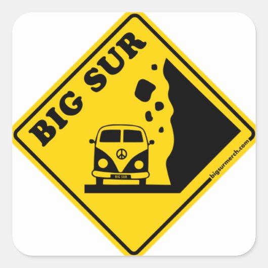 Grote Sur Gele Bus Vierkante Sticker (Voorkant)