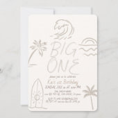Grote Surfplank Doodle Beige 1e Verjaardag Kaart (Voorkant)