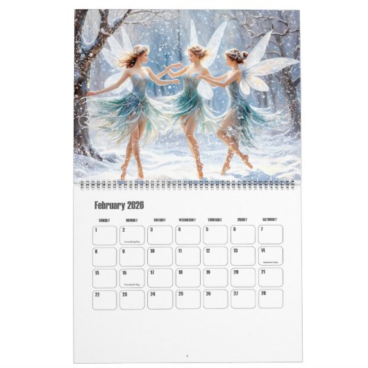 Grote surrealistische fantasiekunst magisch kalender (Feb 2026)