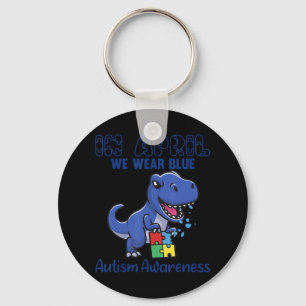 Grote T-Rex in april Draag we het blauwe autisme b Sleutelhanger