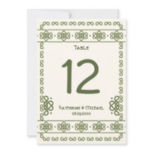Grote Tafel Nummers met Groene Keltische Knopen